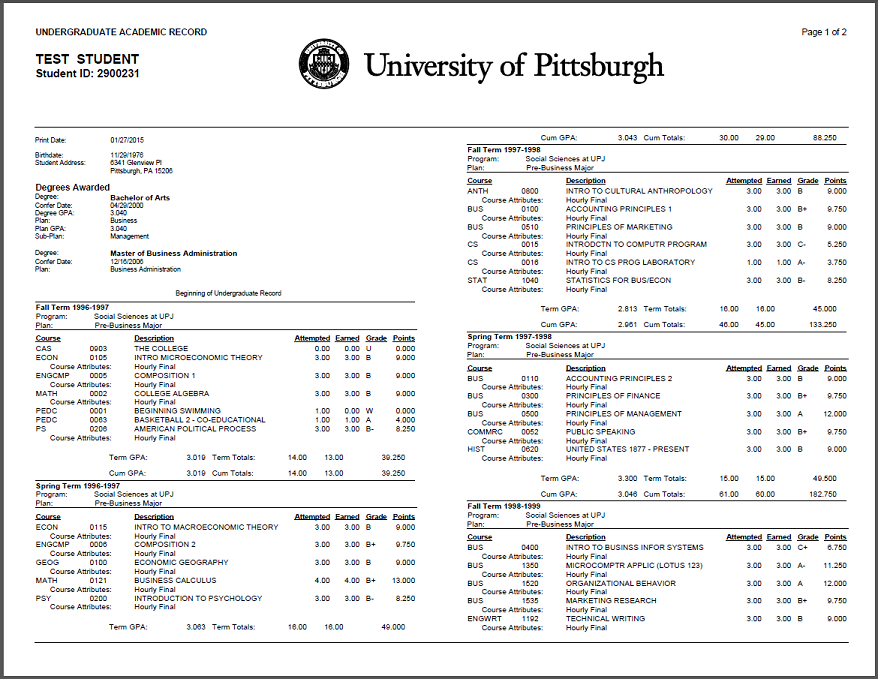 transcript phd